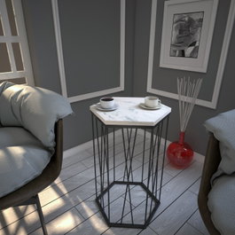 Hanah Home Mesa auxiliar Cetrus - Marmo Blanco y Negro